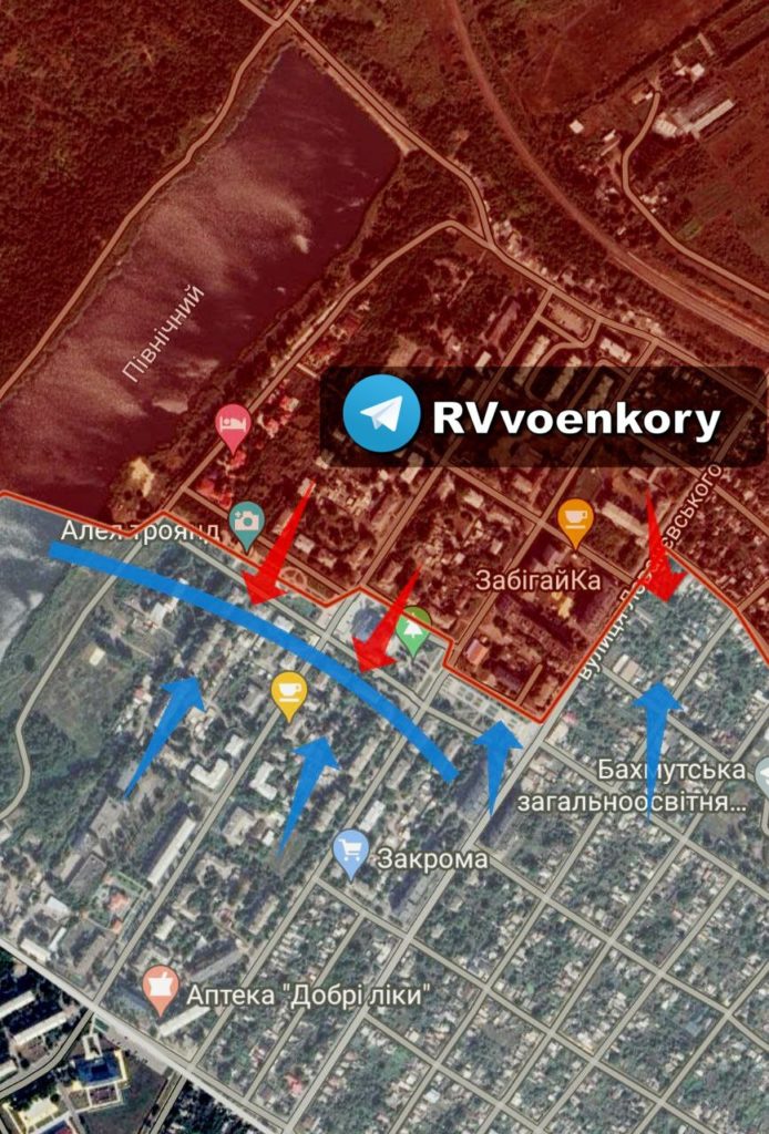 Карта боестолкновений в Бахмуте, Артёмовск, на 19 апреля 2023 года